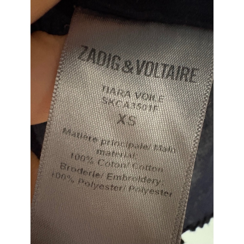 Zadig & Voltaire Tiara Voile Embroidered Top Navy XS - Picture 9 of 11